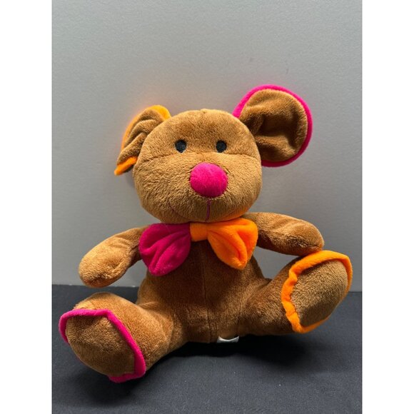 National Entertainment Network Plush Mouse Toy 10" Brown With Pink & Orange Acce - Picture 1 of 8
